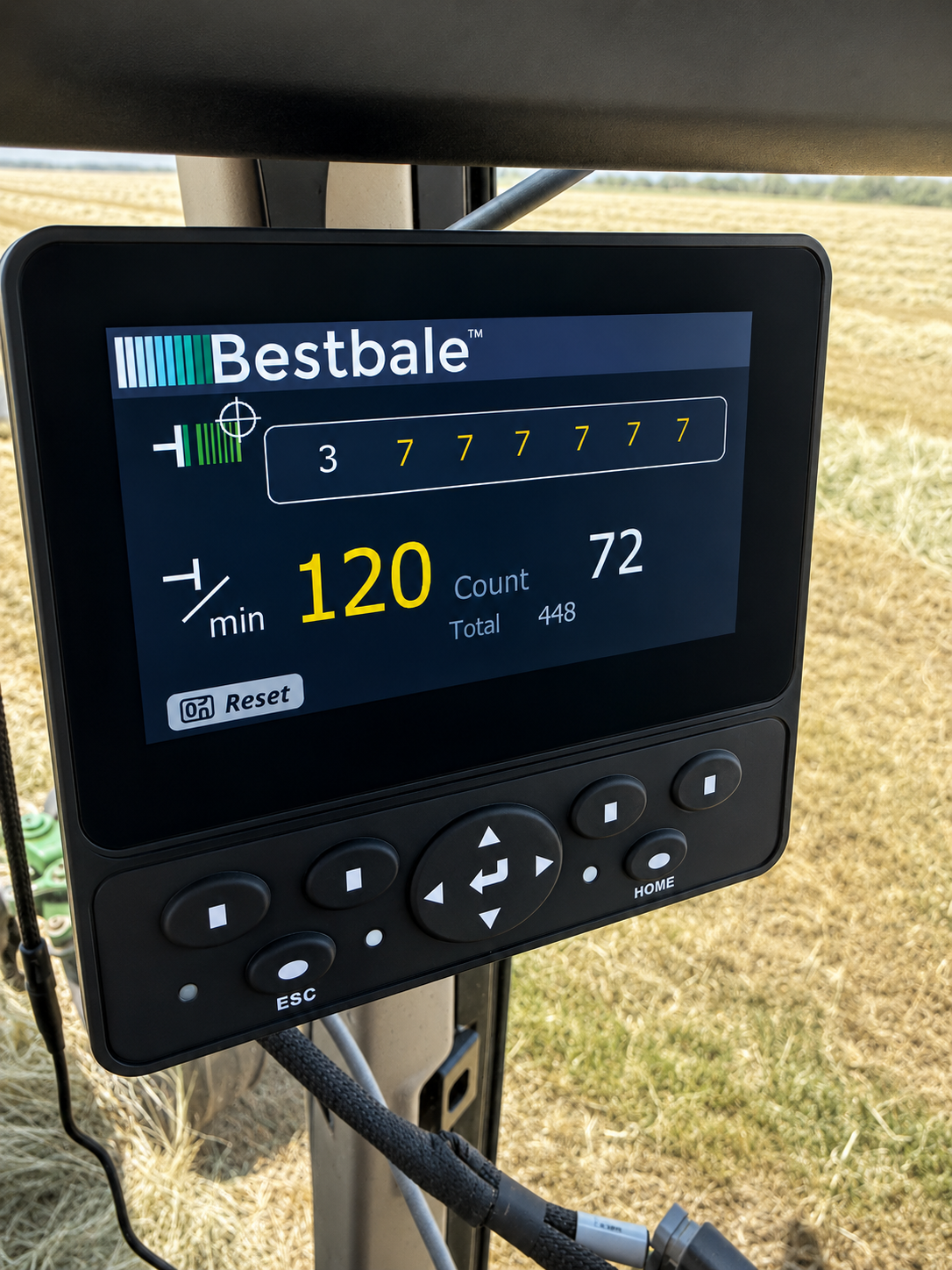 BestBale monitor operating in a tractor cab